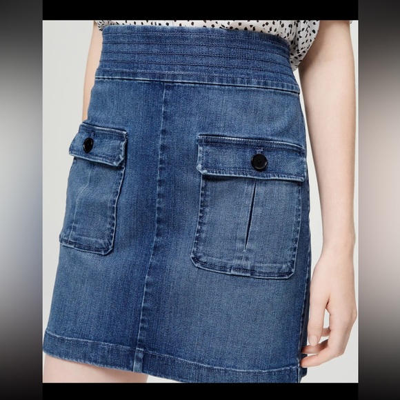 Ann Taylor LOFT Cargo Pockets Denim Skirt in Summit Blue Wash‎ Size 27/4 NWT - Picture 2 of 8